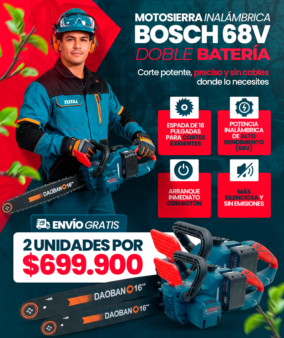 MOTOSIERRA INALAMBRICA  BOSCH 68V