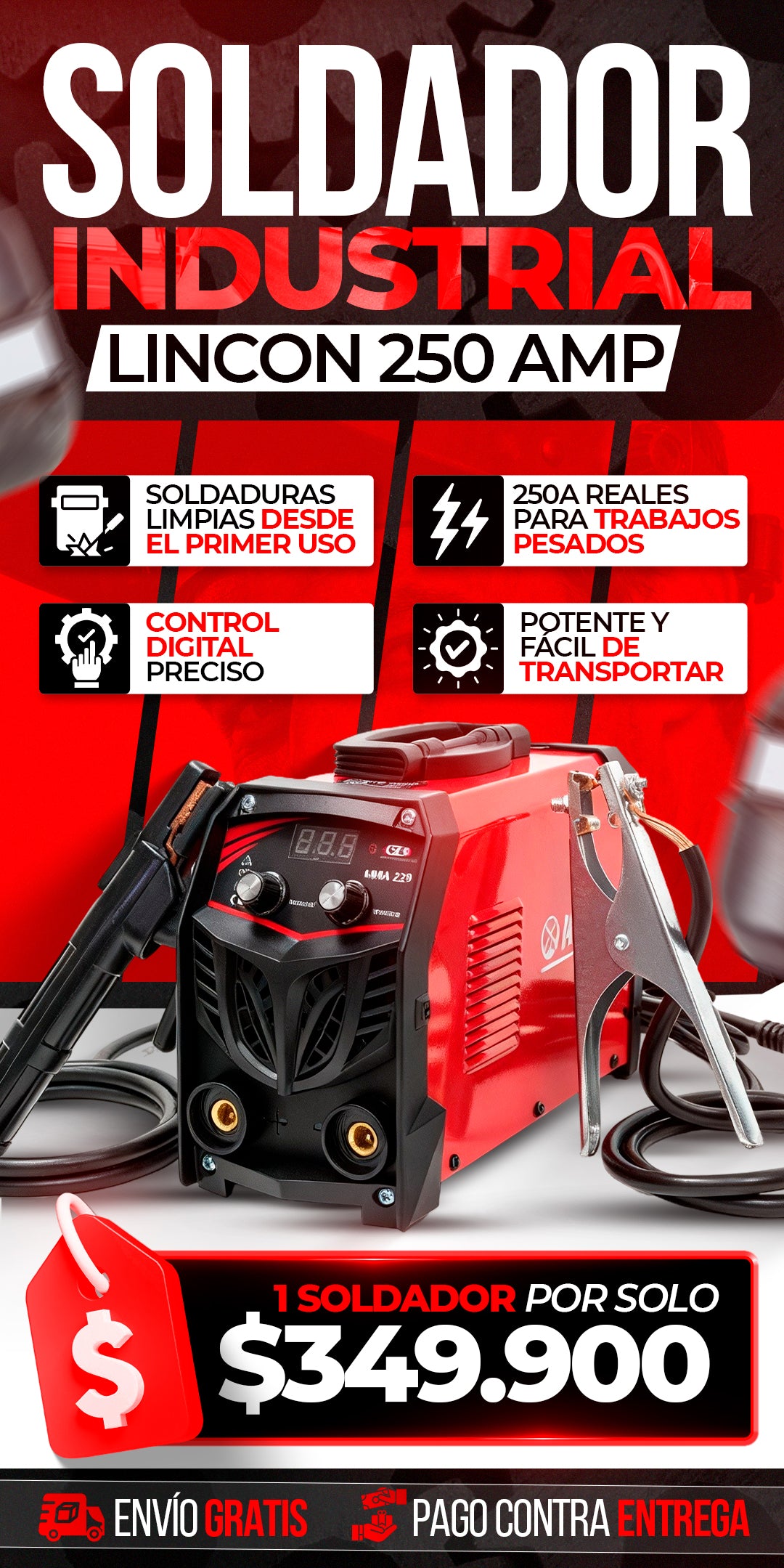 SOLDADOR INDUSTRIAL LINCON 250 AMP